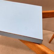 Glass coffee table with a wooden frame, 1960s, Czechoslovakia.