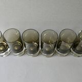 6 large glasses with bubble base, smoked glass, 1960s