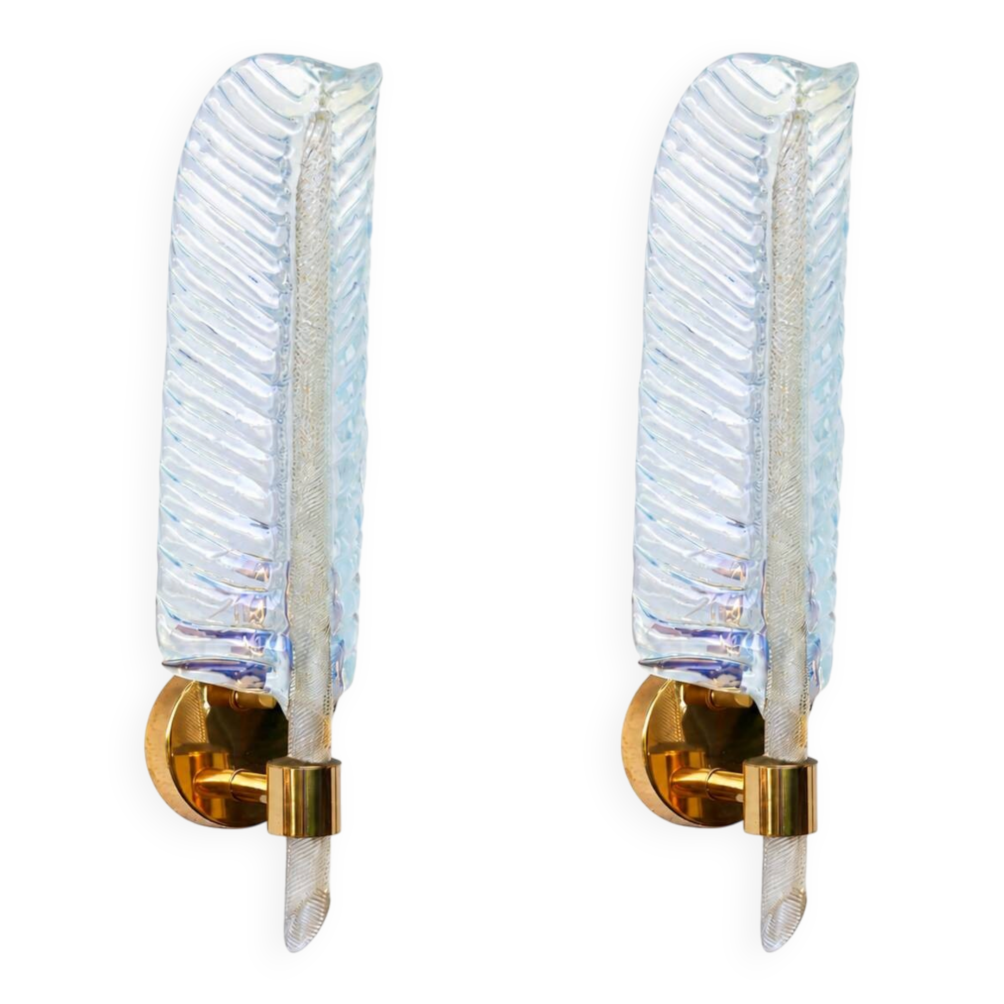 Rare Set of 2 Luxury Barovier e Toso Leaf Wall Light