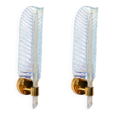 2 appliques en verre Barovier e Toso en forme de feuille