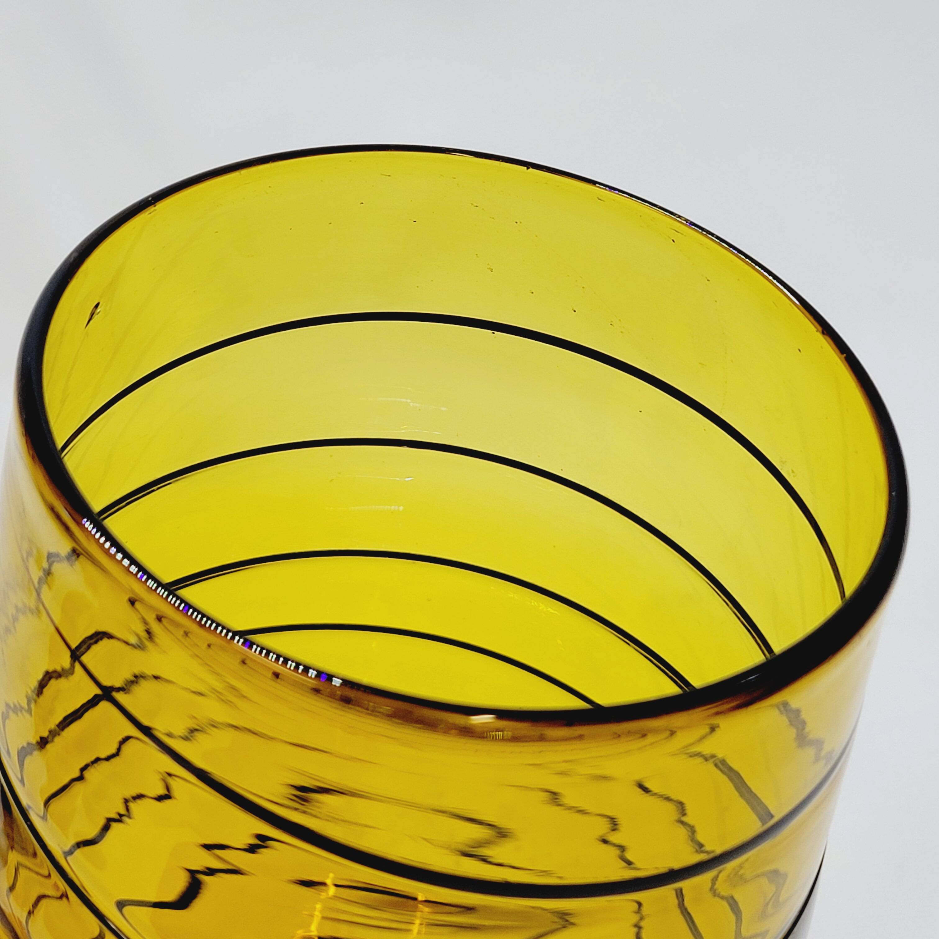 Vintage Murano Vase Mid Century Blown Glass Yellow Brown Spiral Style Ve
