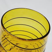 Vintage Murano Vase Mid Century Blown Glass Yellow Brown Spiral Style Ve
