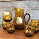 Vintage amber glass orangeade service, 1970