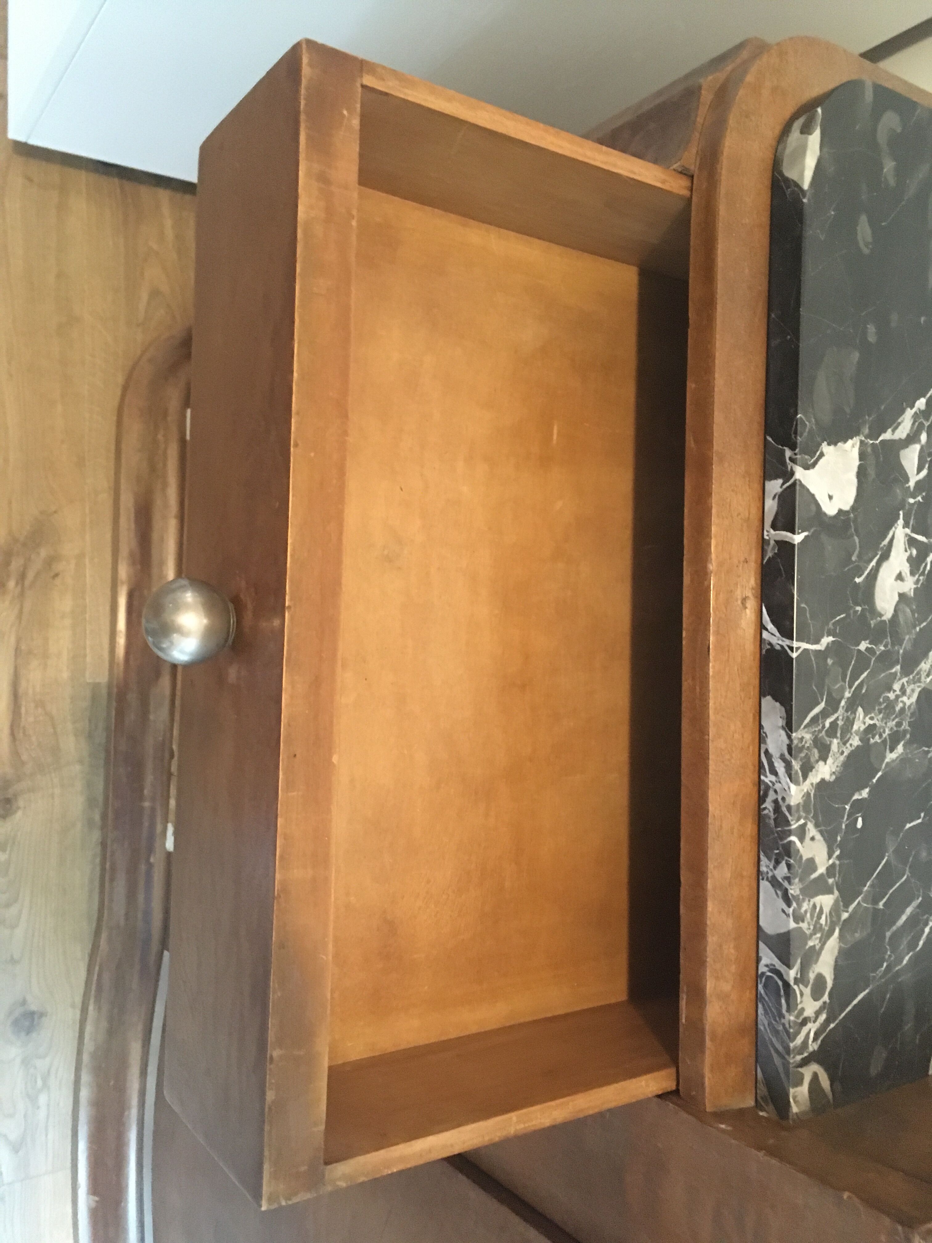 Buffet wood wood Art Deco black marble trays