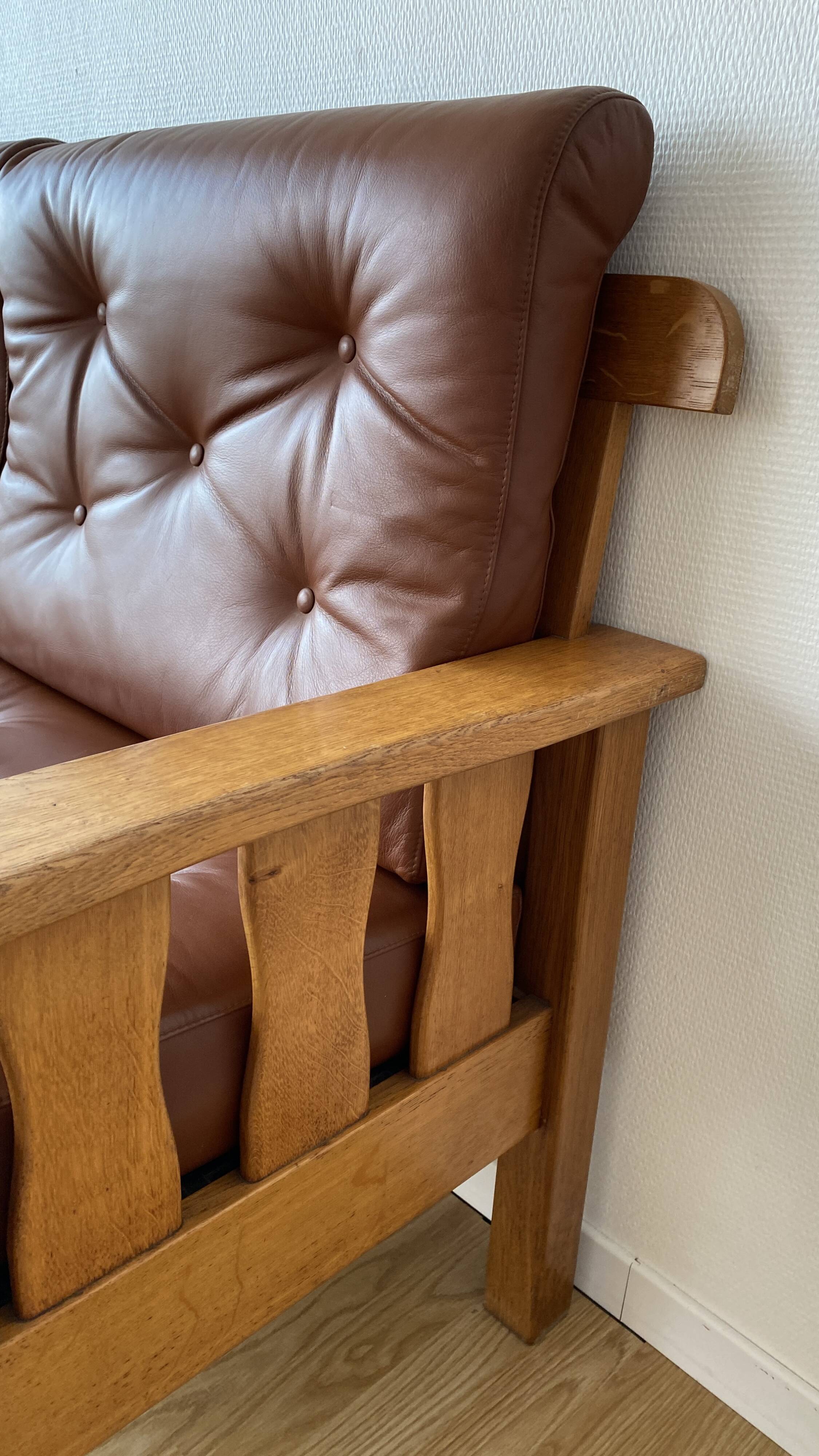 Banquette vintage en chêne massif