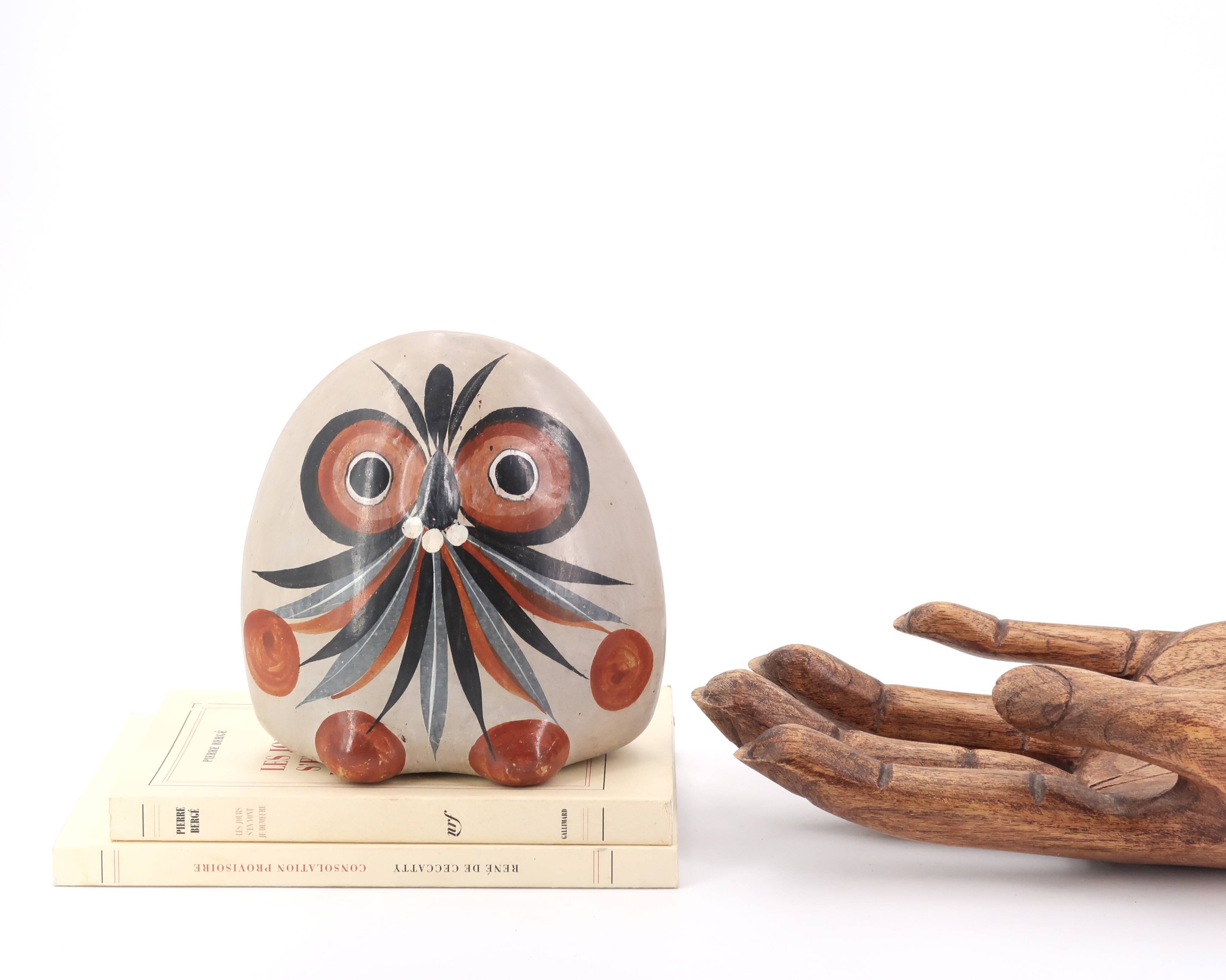 Mexican ceramic owl signed V Silva