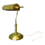 Lampe de table de bureau de banquier portugais en laiton 1940