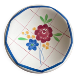 Large antique salad bowl on a Gien earthenware pedestal