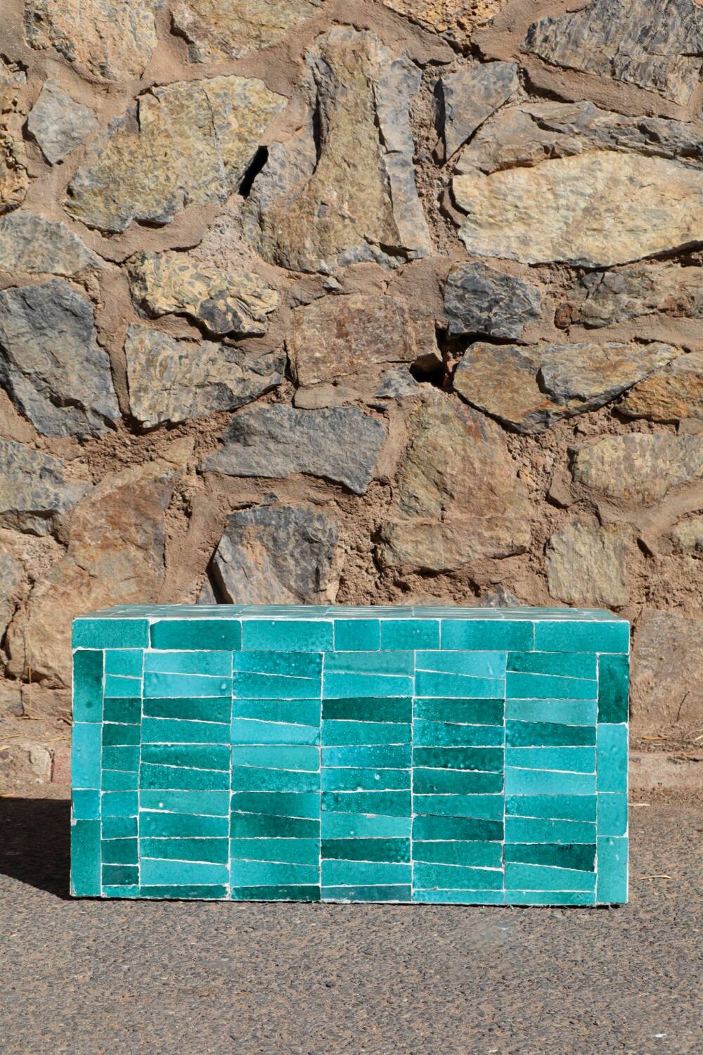 Table basse en Zellige moderne bleu turquoise