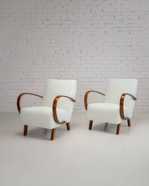 Paire de fauteuils de Jindřich Halabala, fauteuils de salon tchèques du milieu du siècle