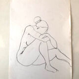 Drawing of a nude model, pencil on paper