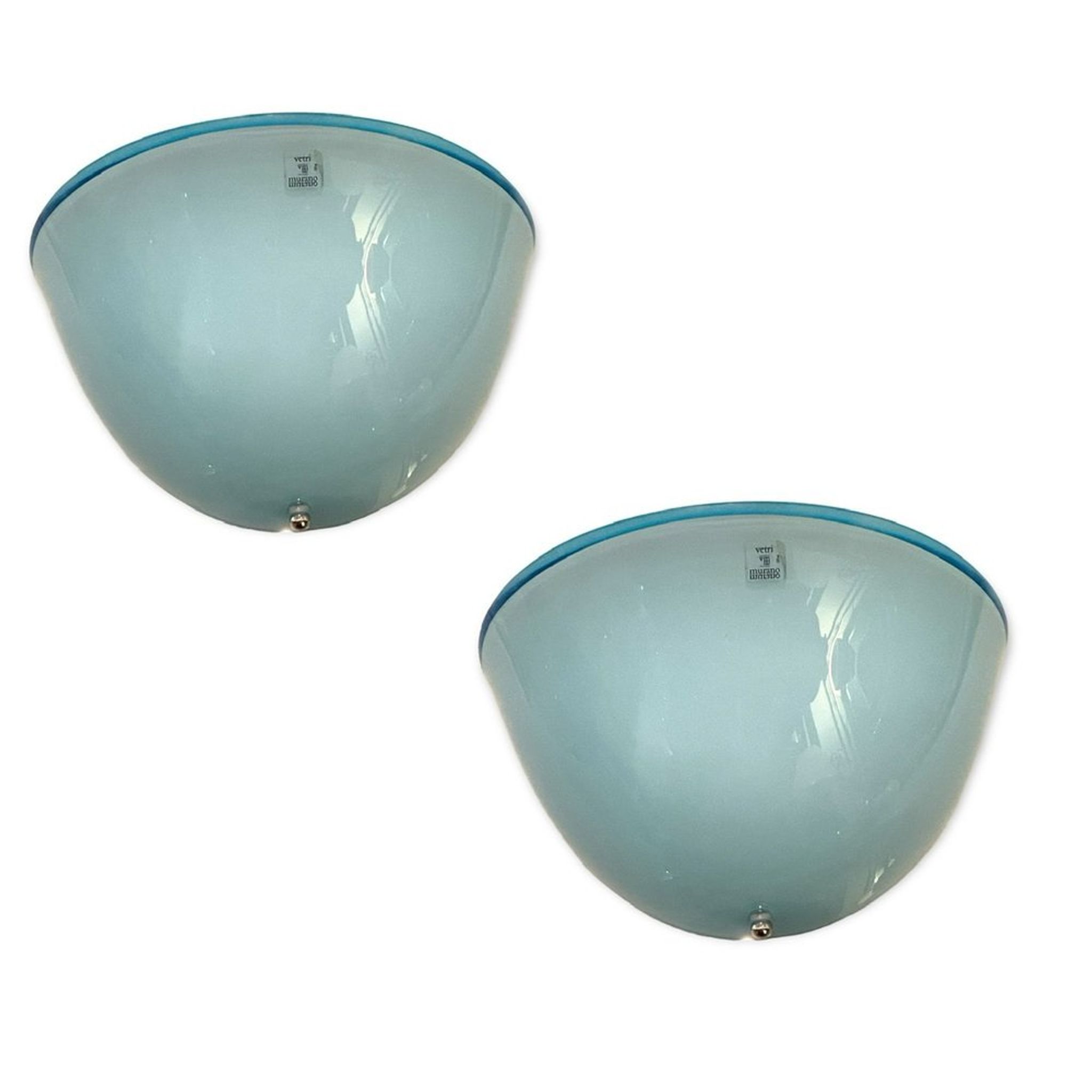Appliques en verre de Murano bleu clair, années 1970, ensemble de 2