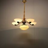 Lustre Art nouveau en laiton et verre, 1910s