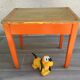 Wooden wooden desk orange base