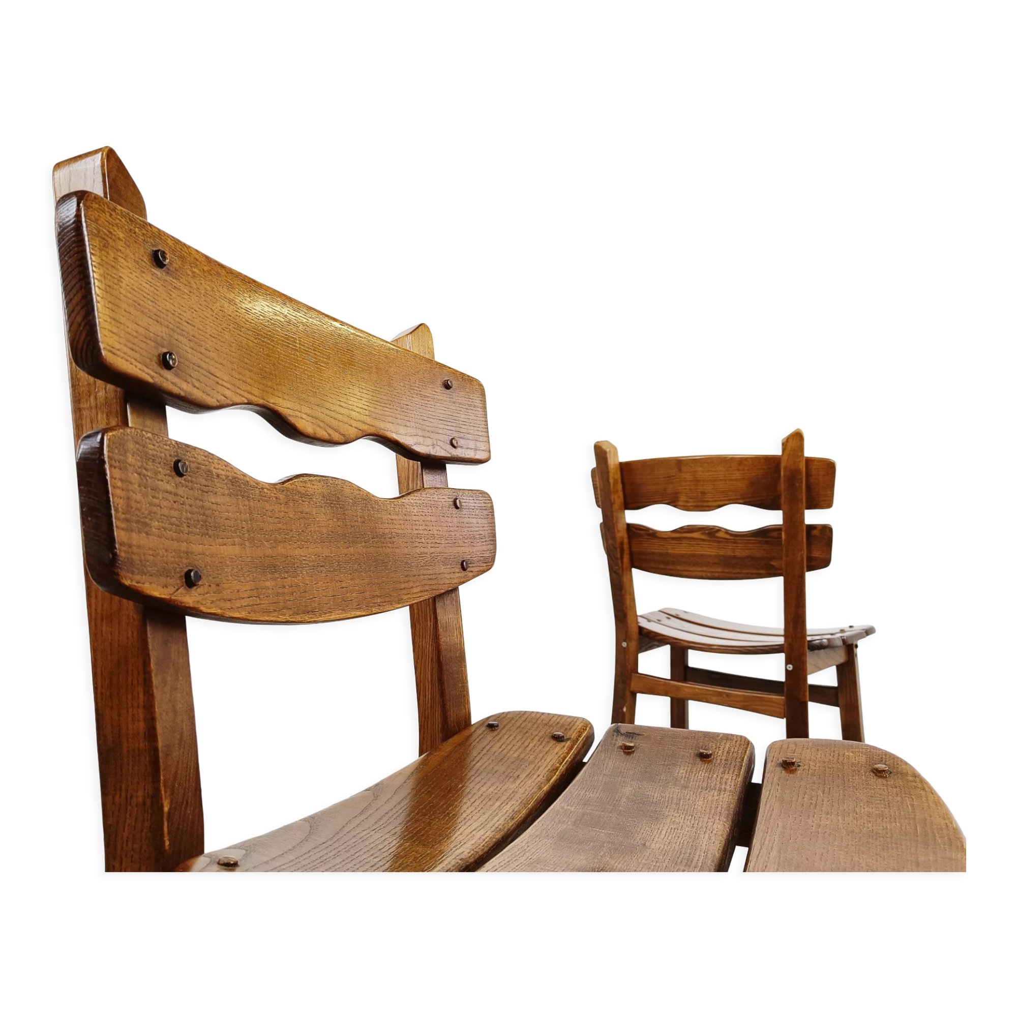 Vintage brutalist dining chairs, set of 4 - 1960s