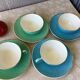Multicolored Digoin cups looking basket weaving