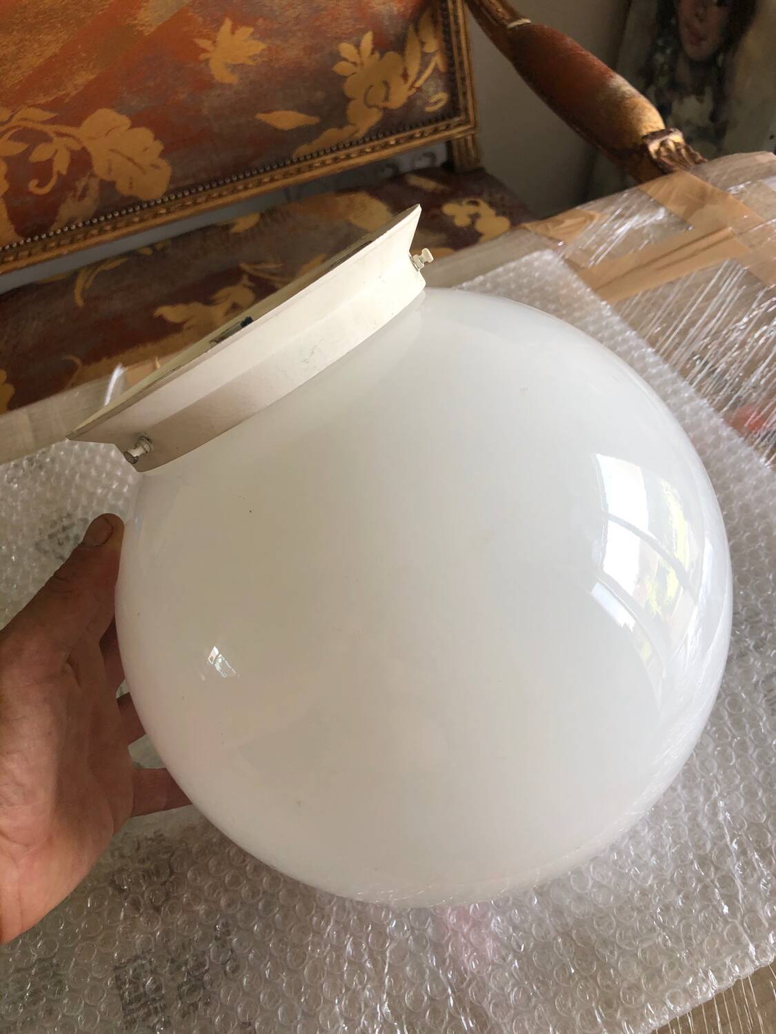 Opaline ball ceiling light.