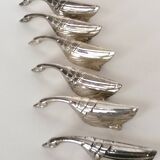 6 silver metal zoomorphic knife holders