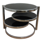 Chrome metal and smoked glass coffee table