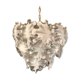 Mazzega glass white chandelier