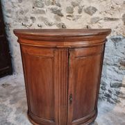 Antique demi-lune cabinet in walnut, late 18th century, French château.