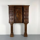 Stipo Monetiere, Piedmont 17th century cabinet with 8 drawers, in walnut, Italy
