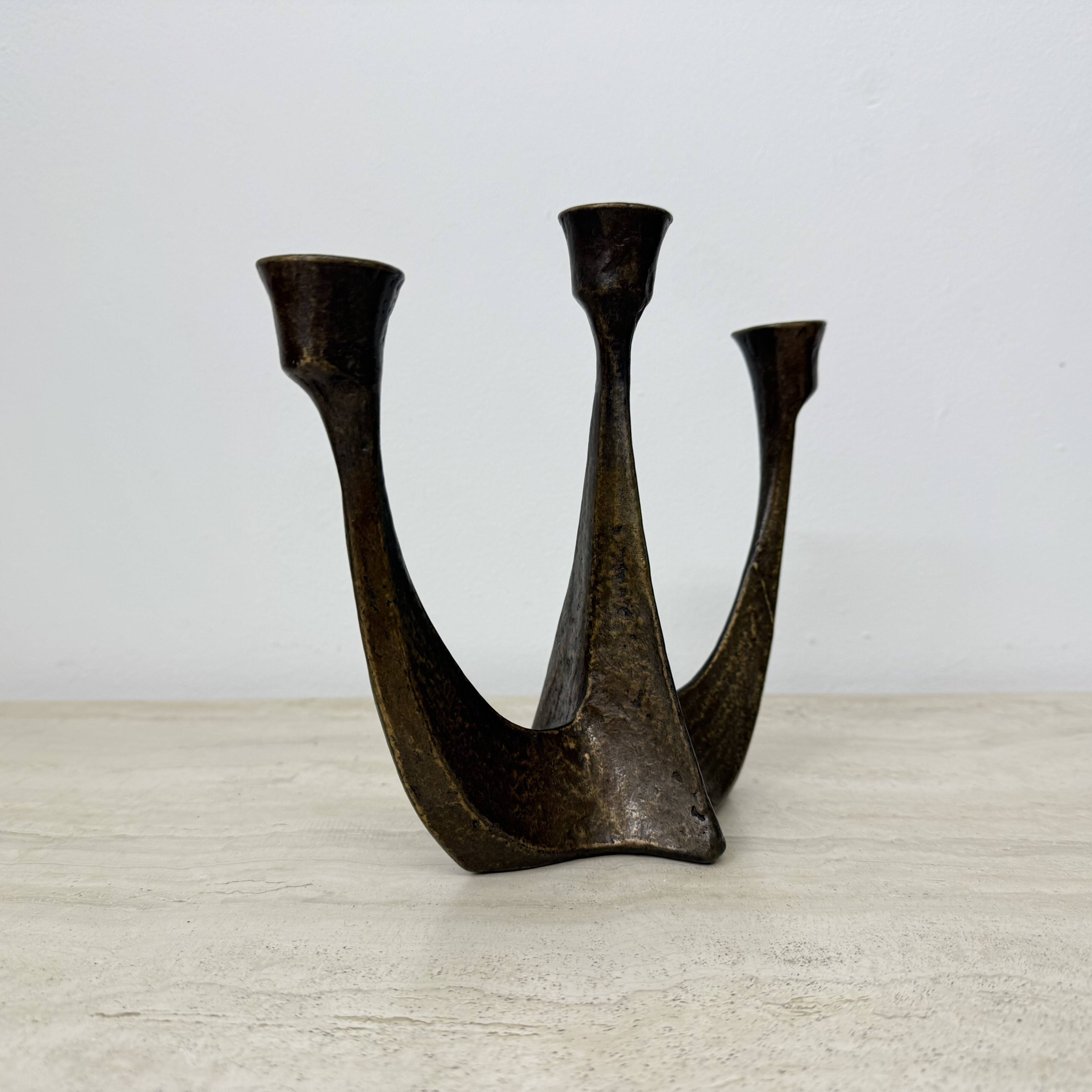 Brutalist bronze candle stick by Horst Dalbeck , 1970s Germany