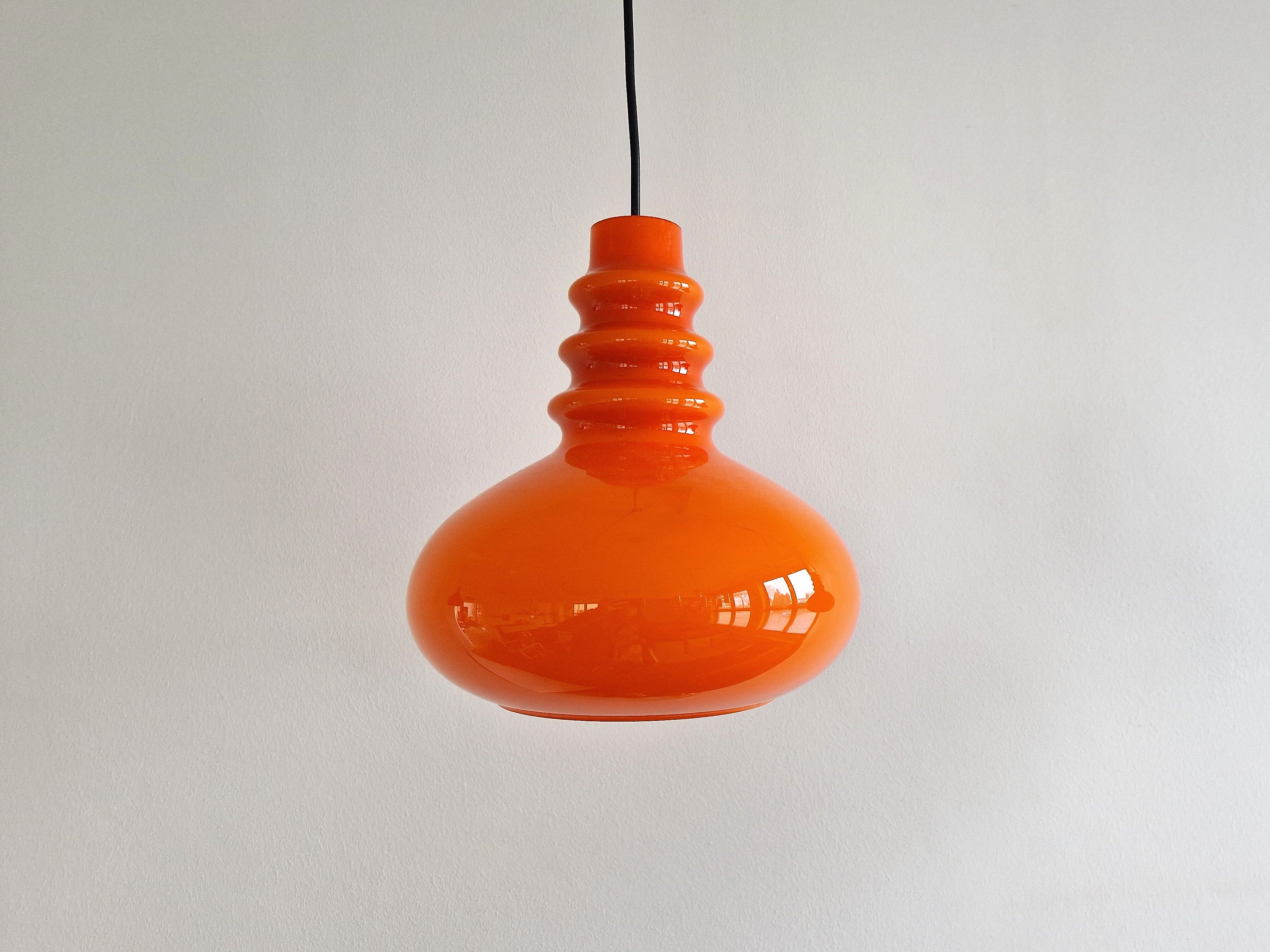 German Orange Glass Pendant Lamp by Peill & Putzler, 1960s