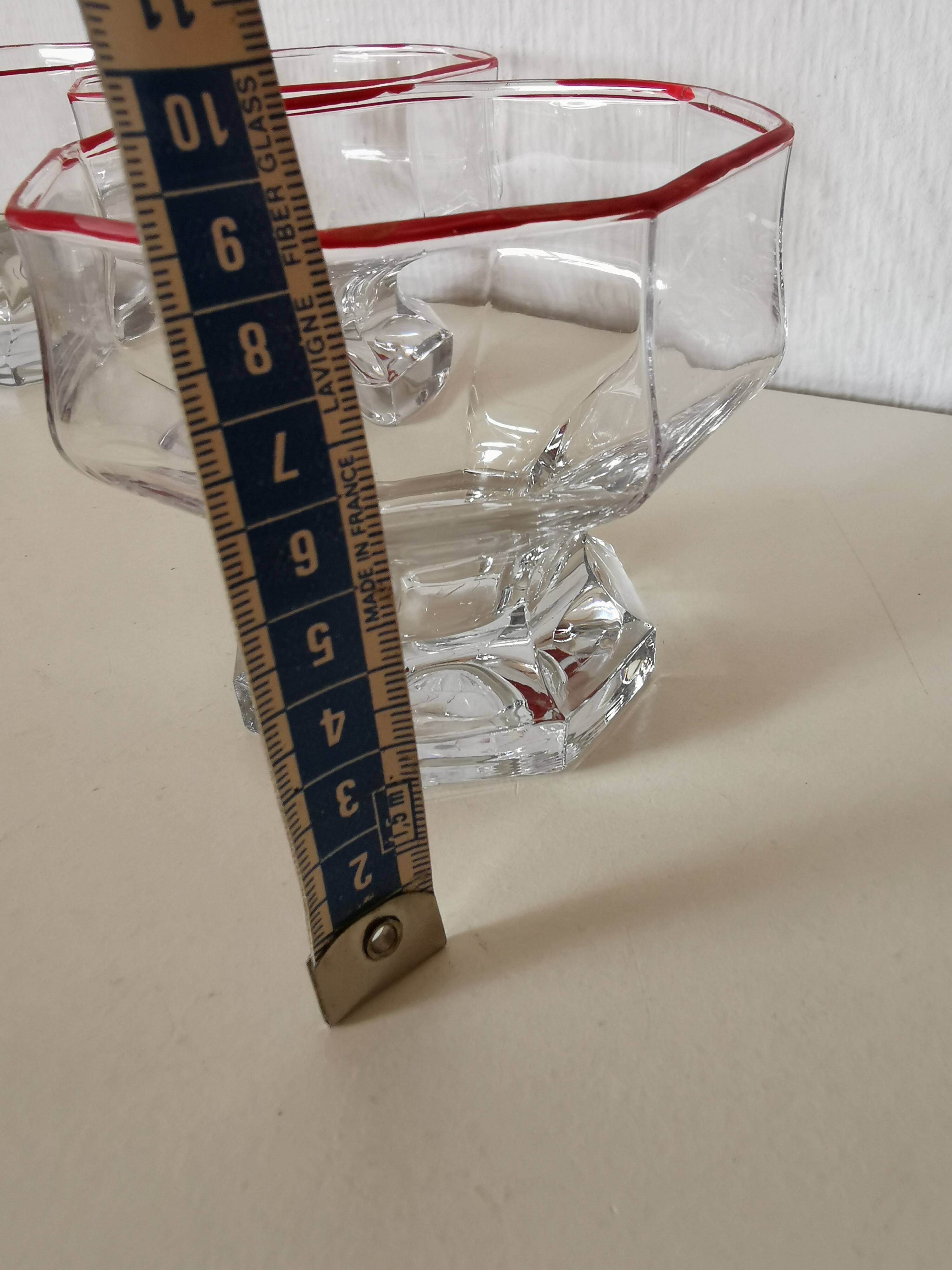 set of 4 ice cream cups, transparent glass dessert, octagon shape