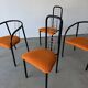 Set of 4 Italian design chairs in vintage black metal and chrome.