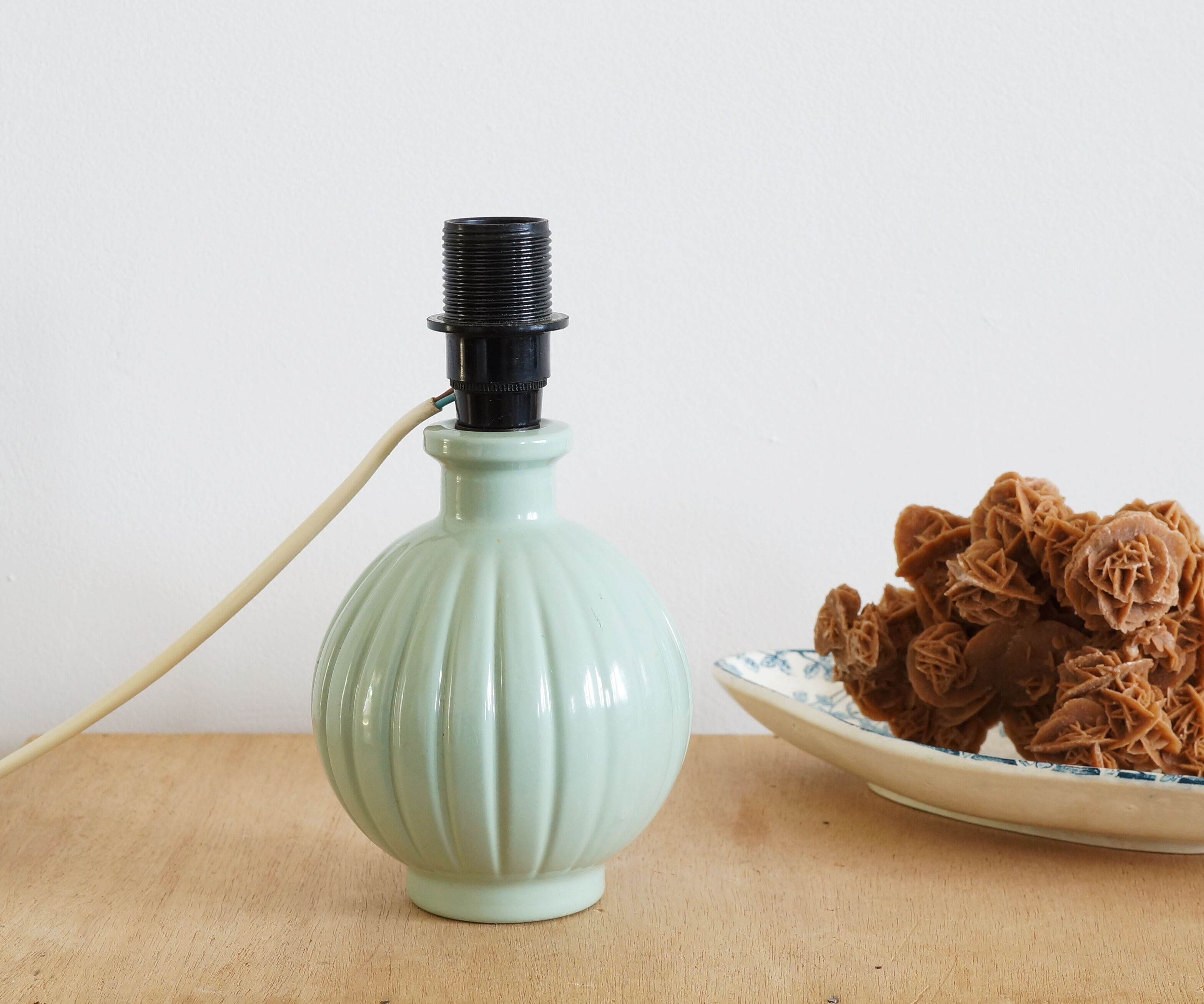 Lamp foot, old painted glass bottle