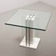White Marble Italian Square Side Table with Glass Top and Lighting Option