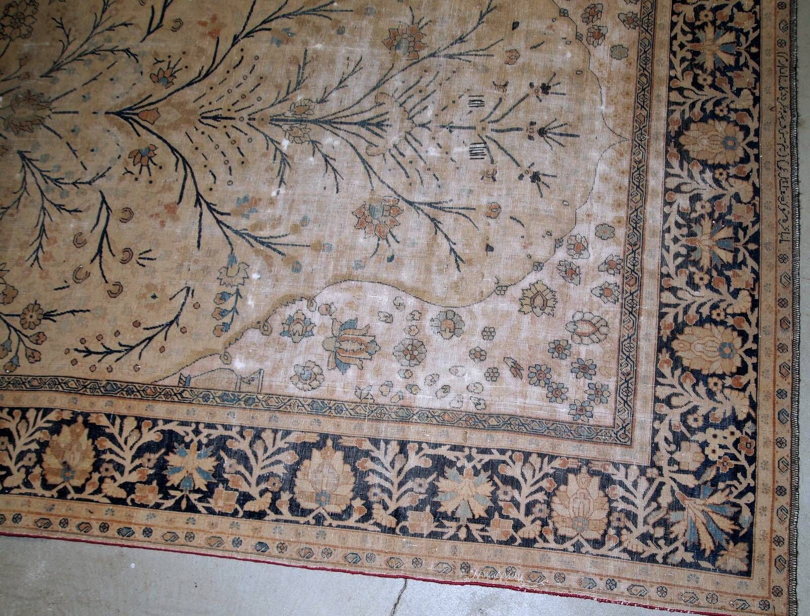 Handmade antique prayer Indo-Moktasham rug 4' x 6.2' (122cm x 189cm) 1880s