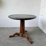Empire walnut and marble pedestal table, late 19th century