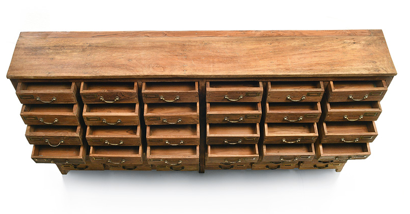 Wooden chest of drawers with 40 drawers