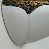 Vintage shell wall light, matte white plaster and gold, France, 1970.