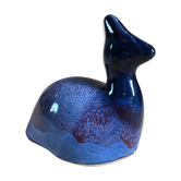 Figurine animale en céramique, joli émail bleuté