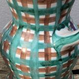Robert Picault pitcher in green ceramic Vallauris checkered 1960