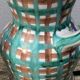 Robert Picault pitcher in green ceramic Vallauris checkered 1960