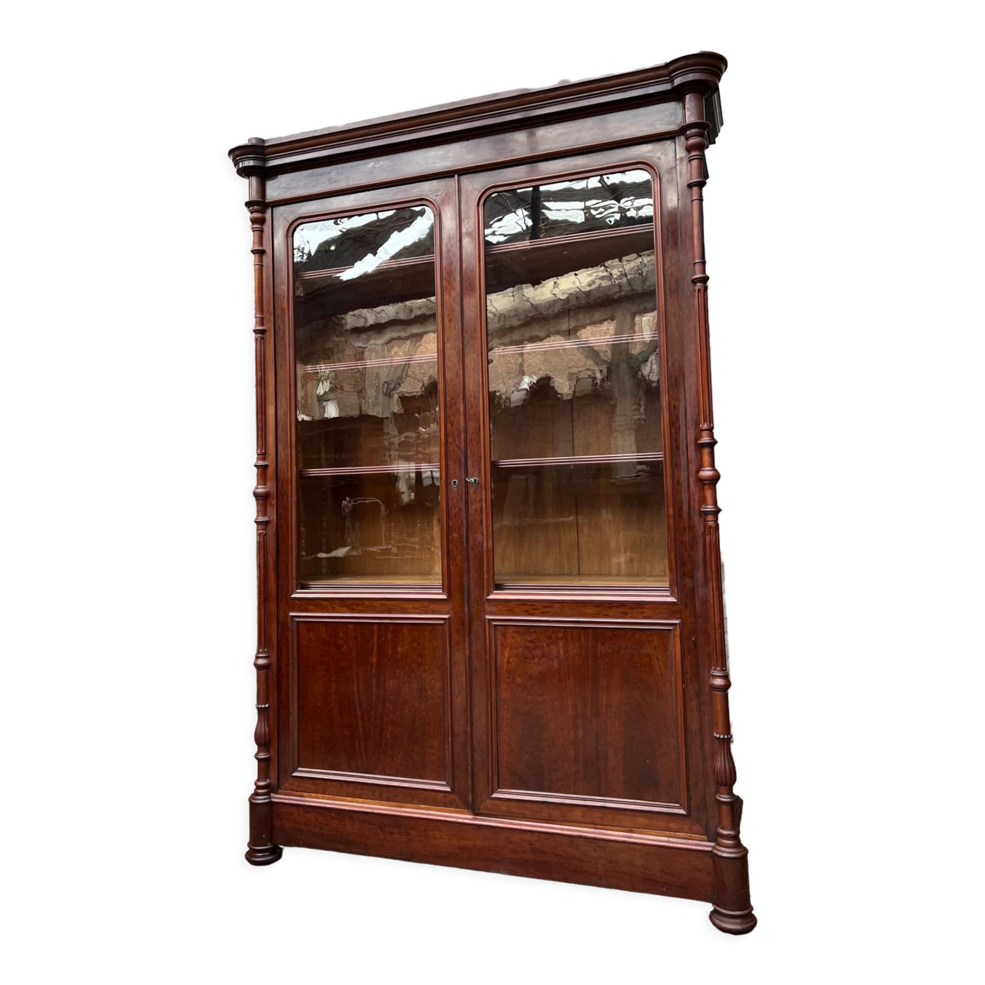 Speckled mahogany bookcase of Napoleon III XIX century