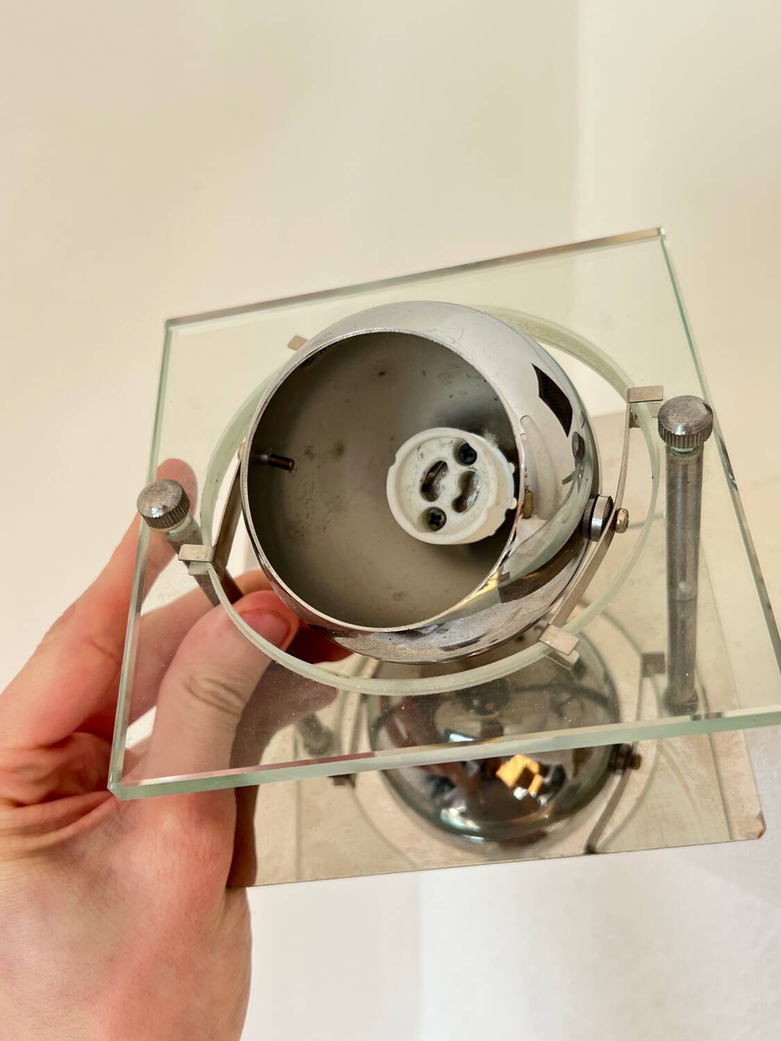 Lot de 2 appliques eyeball Space Age chrome vintage - années 70