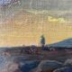 19th Century Romantic Painting "Solitary Shepherd at Dusk" Oil on Canvas + Frame
