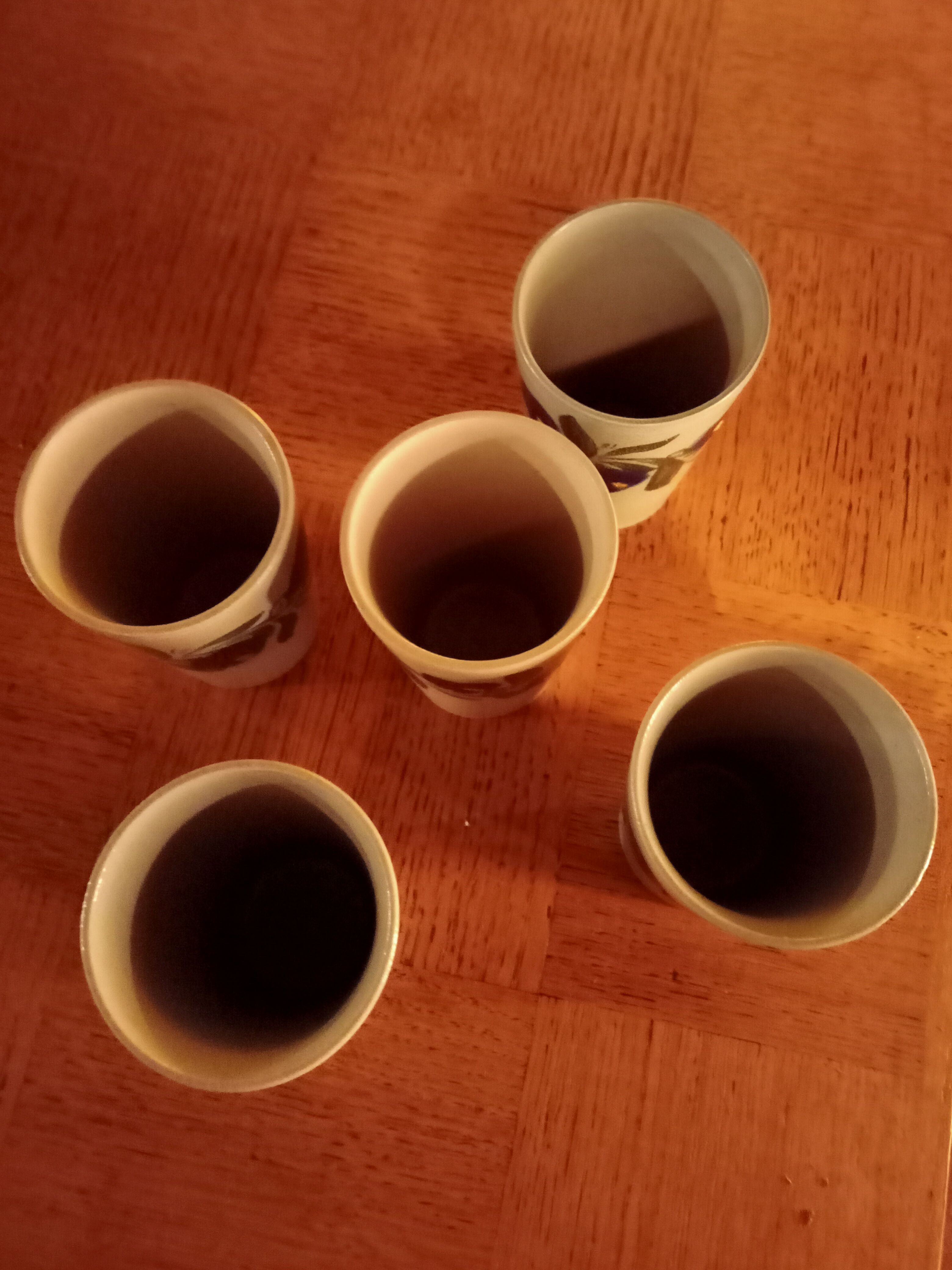 Set of five sandstone mugs