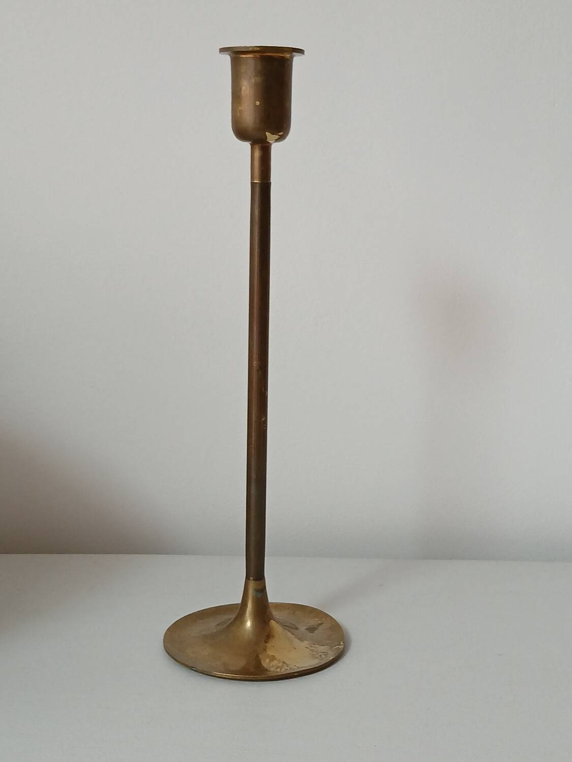 Brass candle holder, straight shape