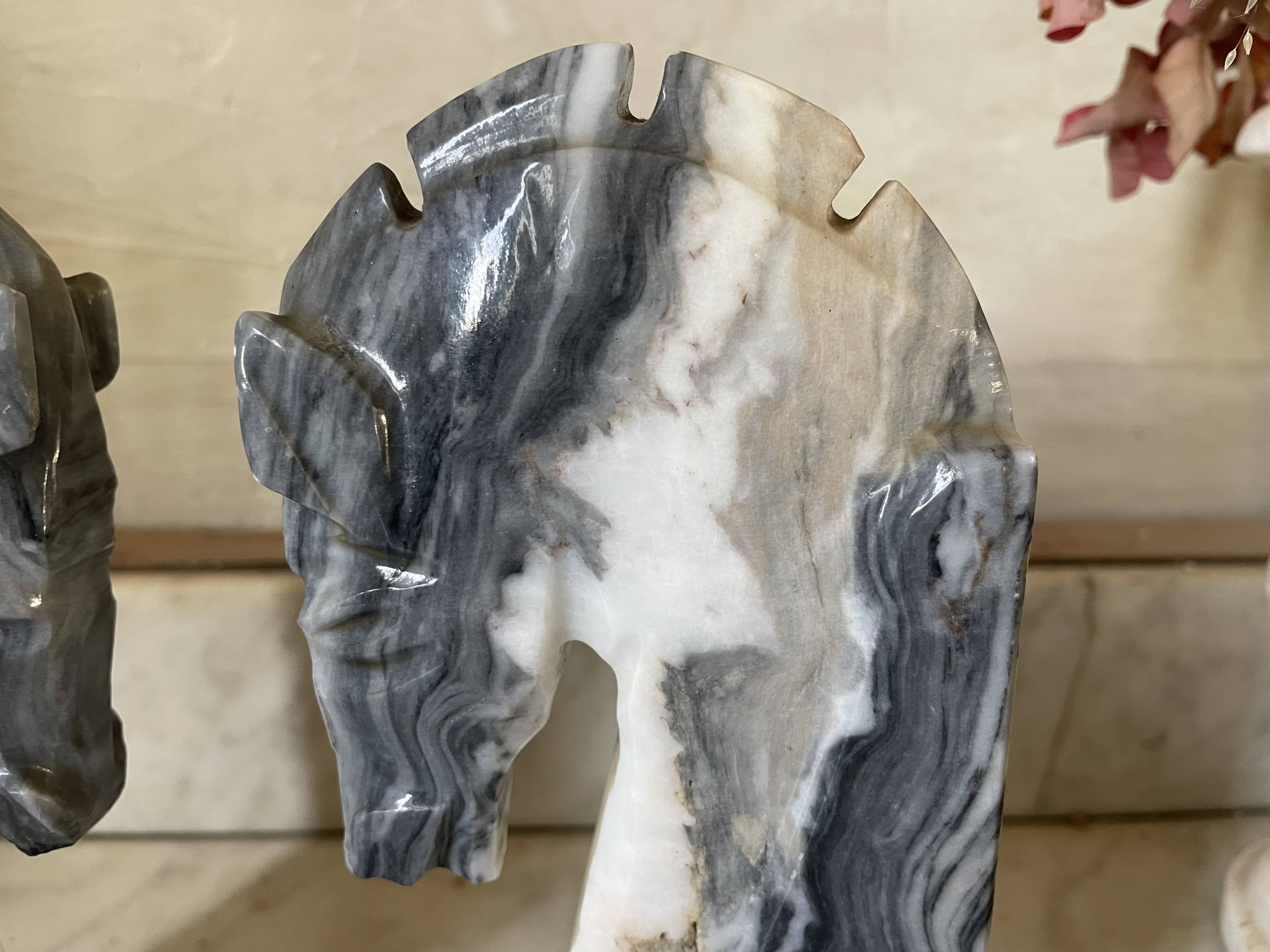 Pair of vintage marble horse head bookends