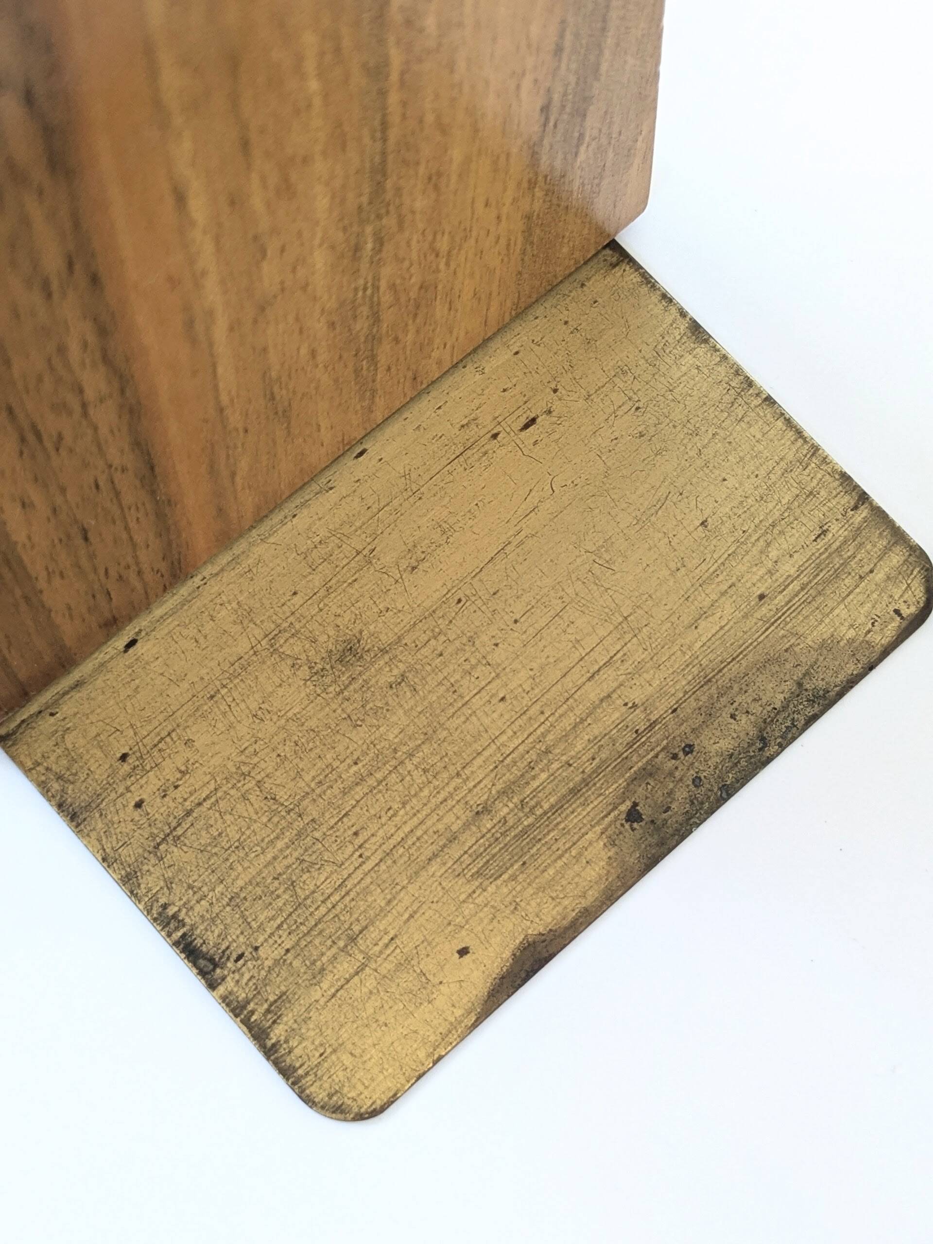1960s Bookends | Set of 2 | Wood, Ceramic & Brass