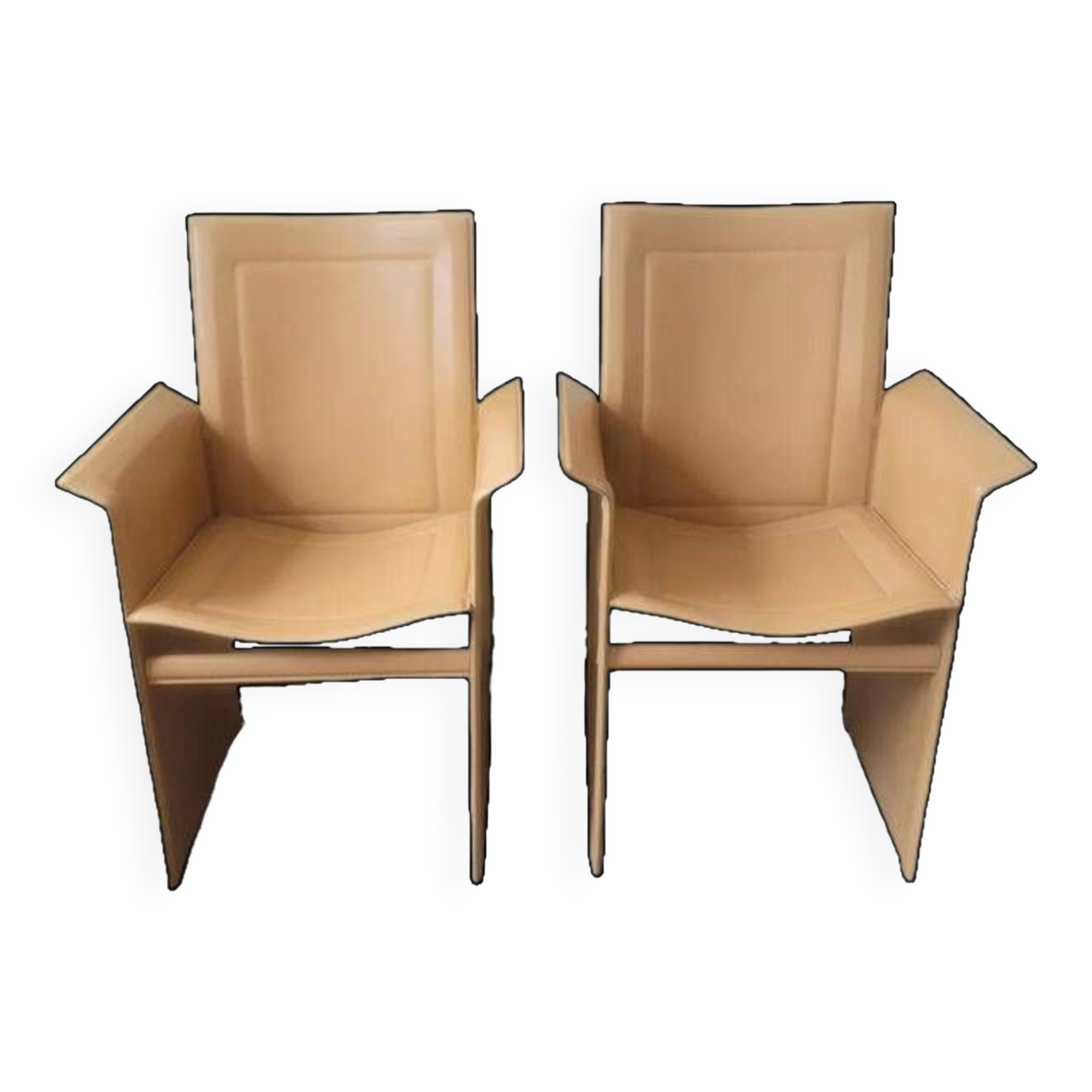 Pair of chairs with Italian design leather armrests