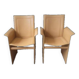 Pair of chairs with Italian design leather armrests