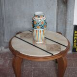 Art Deco wooden coffee table, marble top living room table, side table.