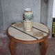 Art Deco wooden coffee table, marble top living room table, side table.